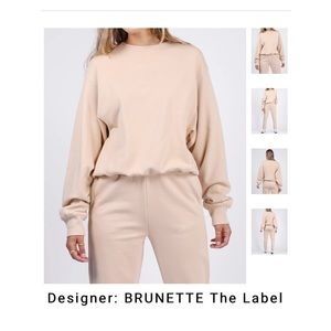 Brunette the label Best Friend Crew Sweatshirt, French Vanilla, Size L-XL